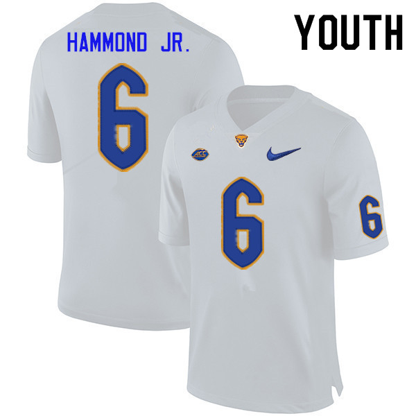 Youth #6 Rodney Hammond Jr. Pitt Panthers College Football Jerseys Sale-White